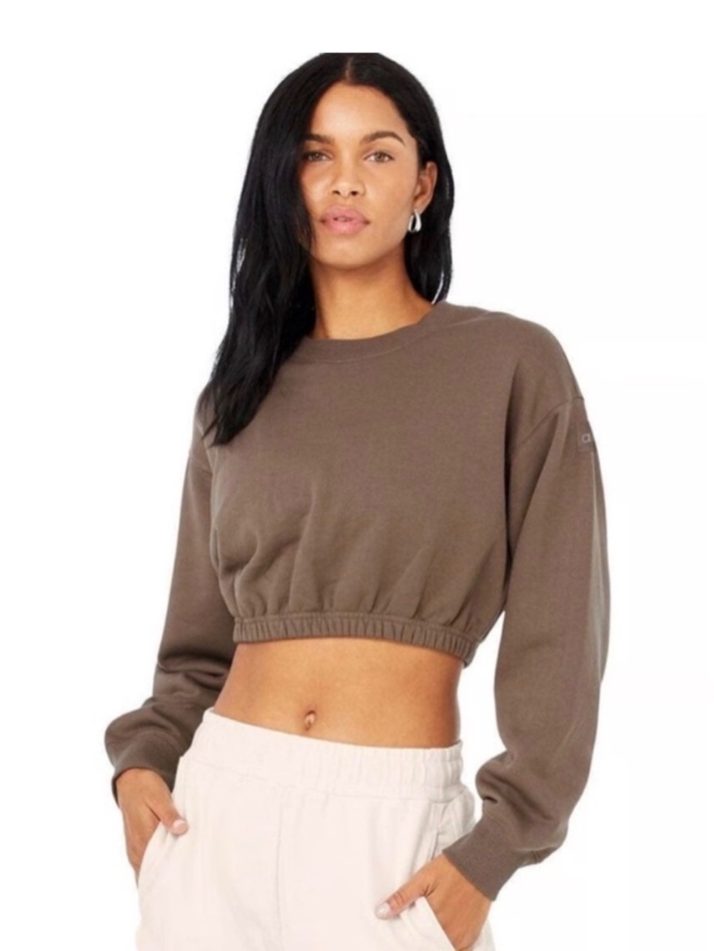 ALO Yoga Devotion Crewneck Hot Cocoa Sweatshirt Women's Size S CC